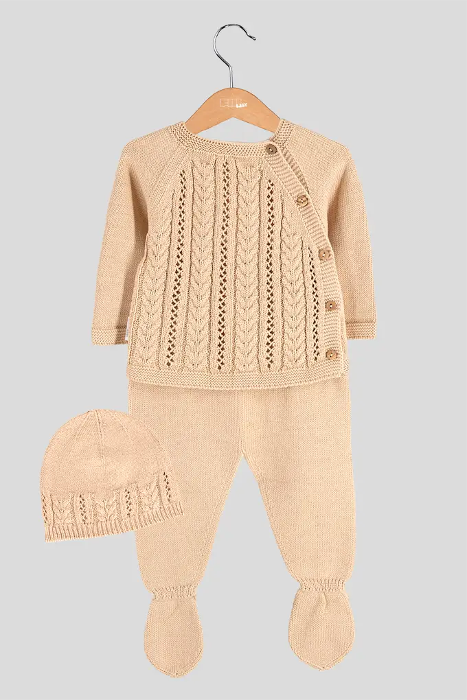 Conjunto bebé malha 3 peças