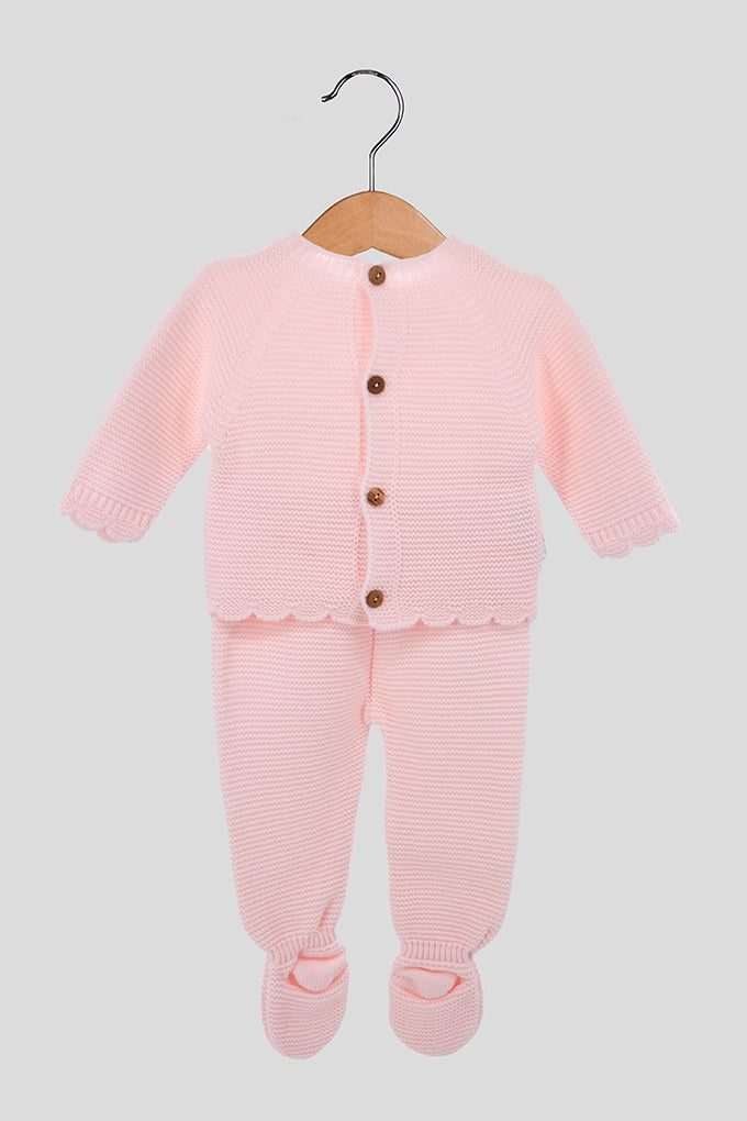 Conjunto de bebé de malha c/ botões (3 peças)