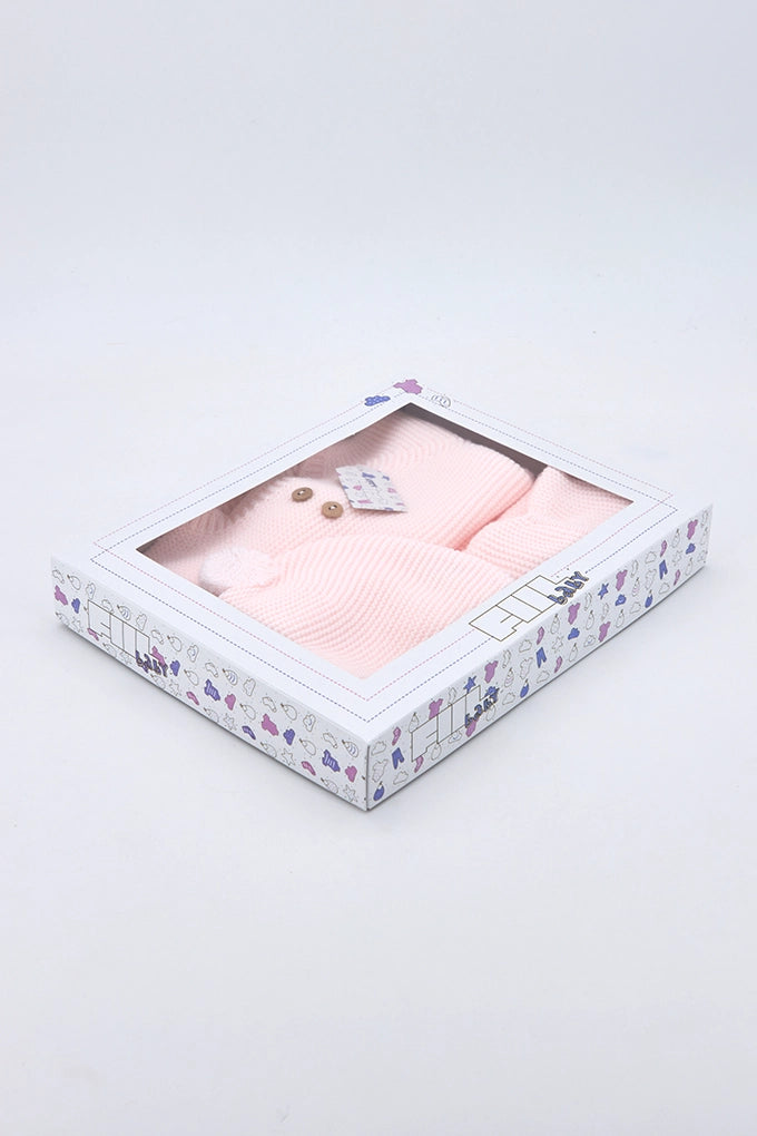 Conjunto de bebé de malha c/ botões (3 peças)