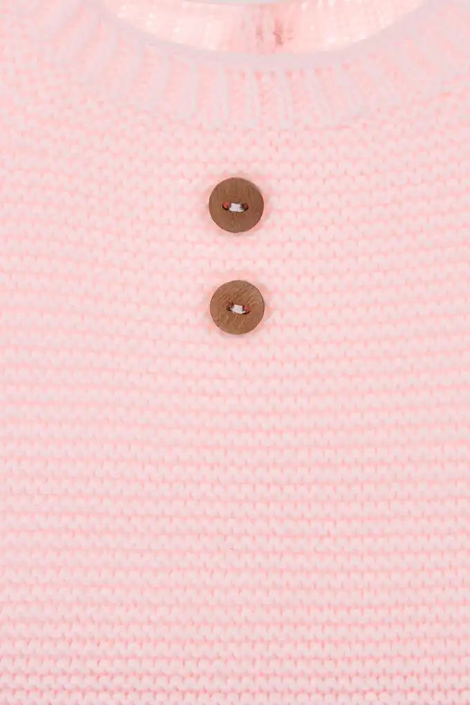 Conjunto de bebé de malha c/ botões (3 peças)