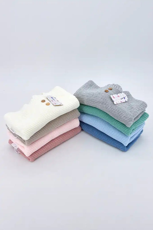 Conjunto de bebé de malha c/ botões (3 peças)