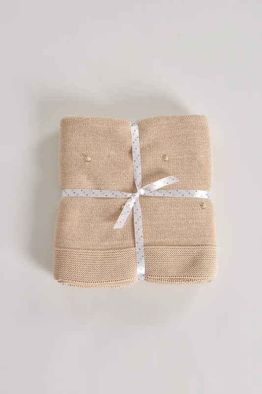 Manta bebé malha algodão pompom