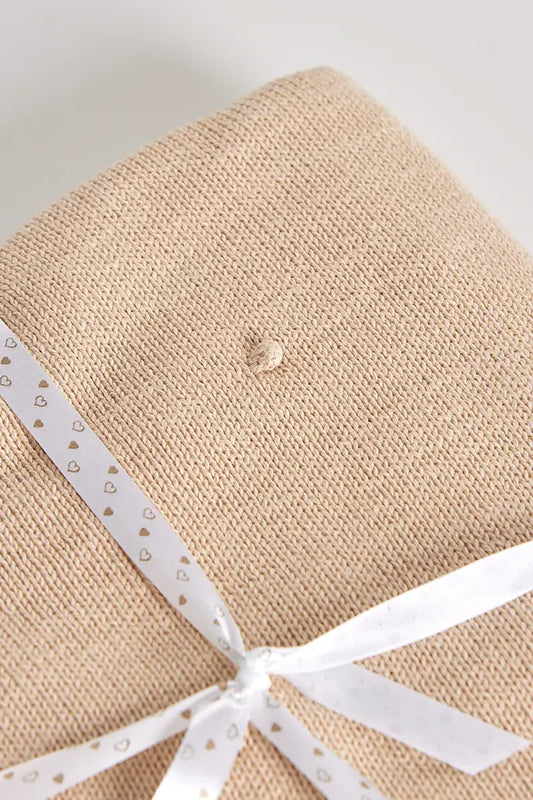 Manta bebé malha algodão pompom