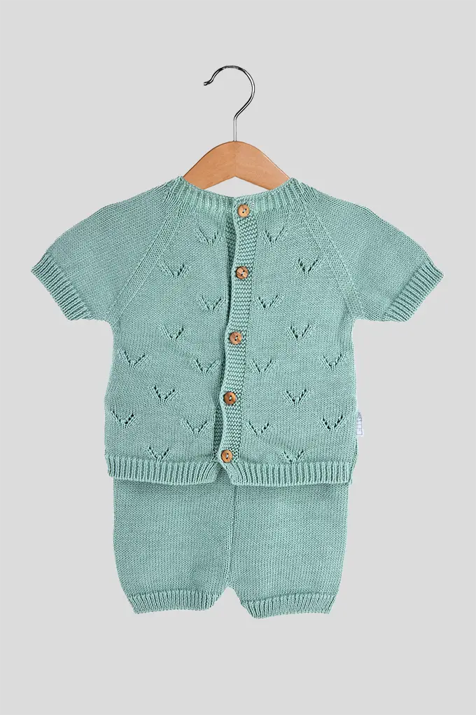 Conjunto de malha sem gola - 3 peças