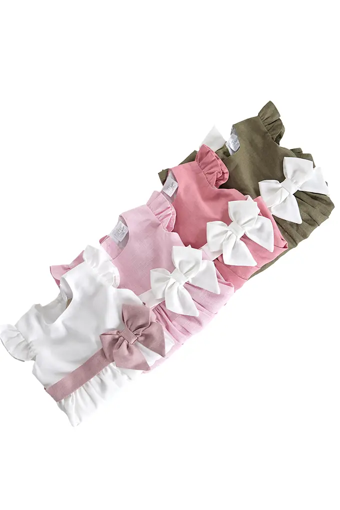 Túnica com tapa-fraldas com  laço