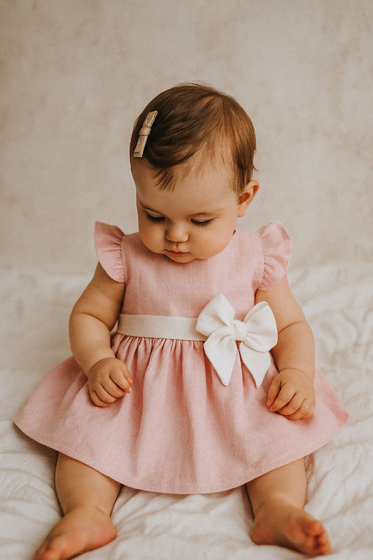 Túnica com tapa-fraldas com  laço